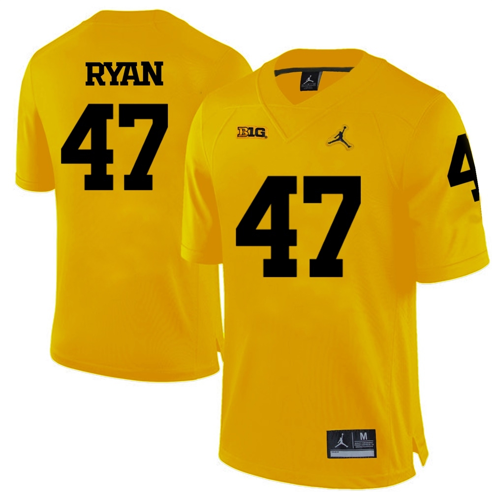 Michigan Wolverines Men's NCAA Jake Ryan #47 Yellow College Football Jersey REV7849RR